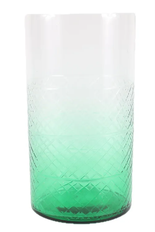 Clear To Green Glass Vase