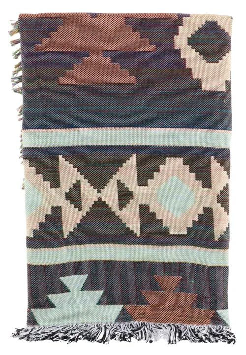 Light Green & Beige & Rust Knit Pattern Throw Blanket