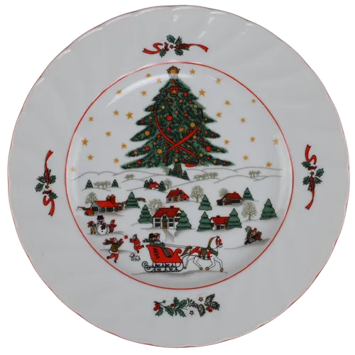 White Christmas Scene Dinner Plate