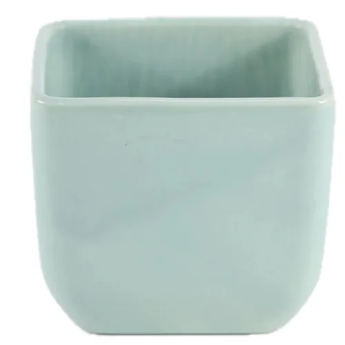 Light Teal Square Ceramic Plant Pot