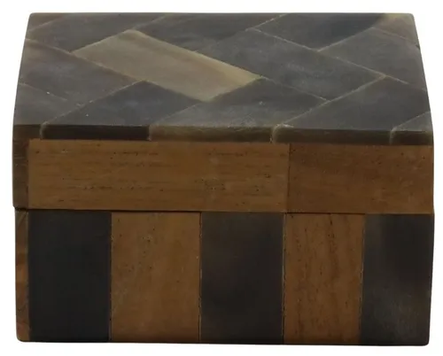 Wood & Dark Tile Box With Lid