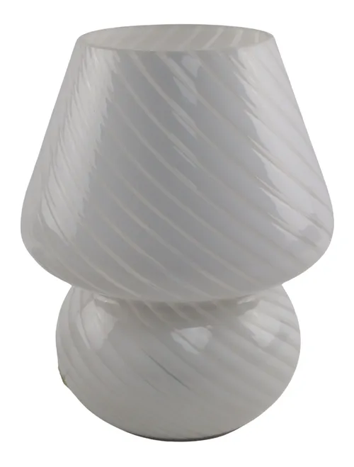 White Swirl Glass Mushroom Table Lamp