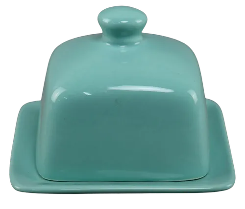 Light Aqua Square Butter Dish