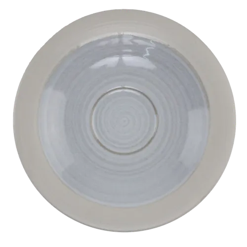 Beige With Glazed Blue Ceramic Saucer