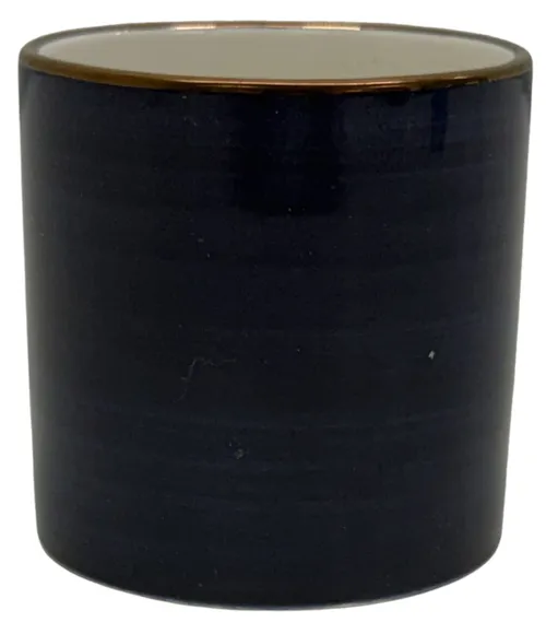 Deep Blue Ceramic Candle Holder With Gold Rim