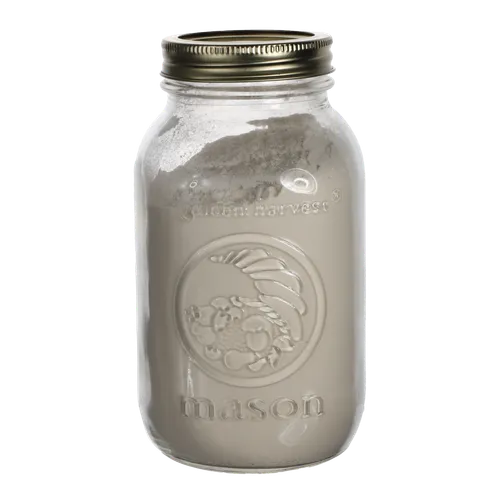 Clear Mason Jar With White Flour