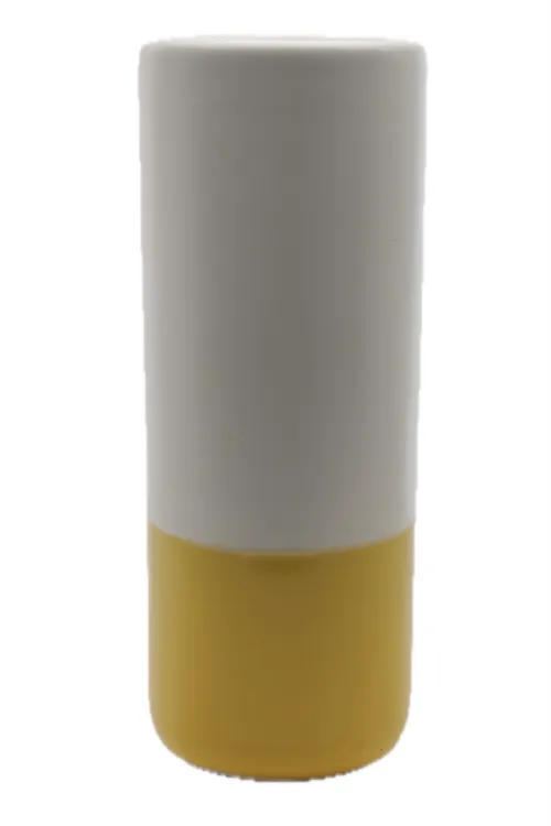 Saffron Yellow & White Ceramic Vase 
