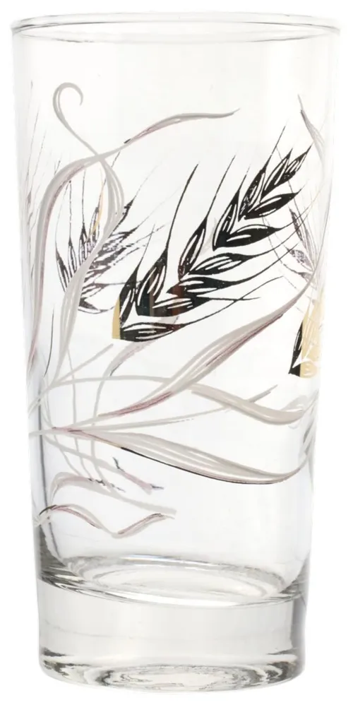 Clear Drinking Glass With Golden Wheat