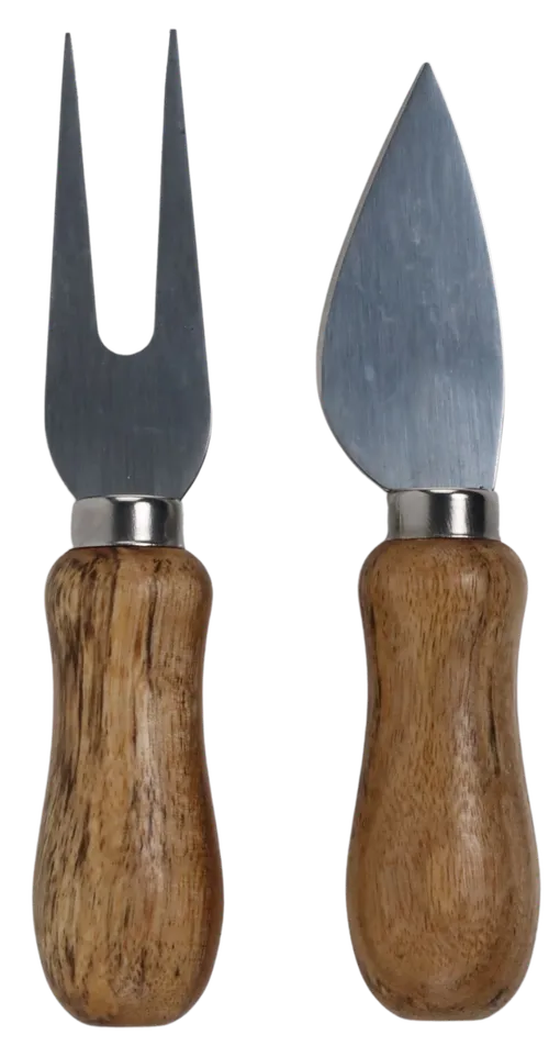 Wood Handled 2 Piece Cheese Knife Set