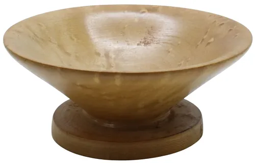 Tapered Maple Wood Turned Bowl With Pedestal Base