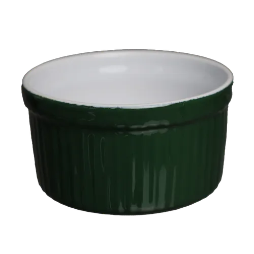 Hunter Green Vertical Stripe Ceramic Ramekin