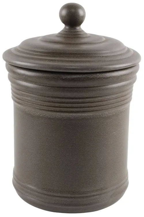 Brown Stoneware Storage Canister With Lid - Medium