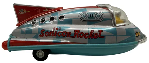 Tin Rocket Ship Push Toy