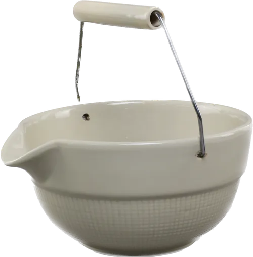 White Ceramic Mixing Bowl With Spout & Handle - Large