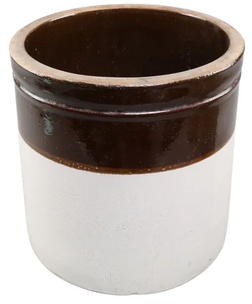Antique Brown & Natural Round Crock