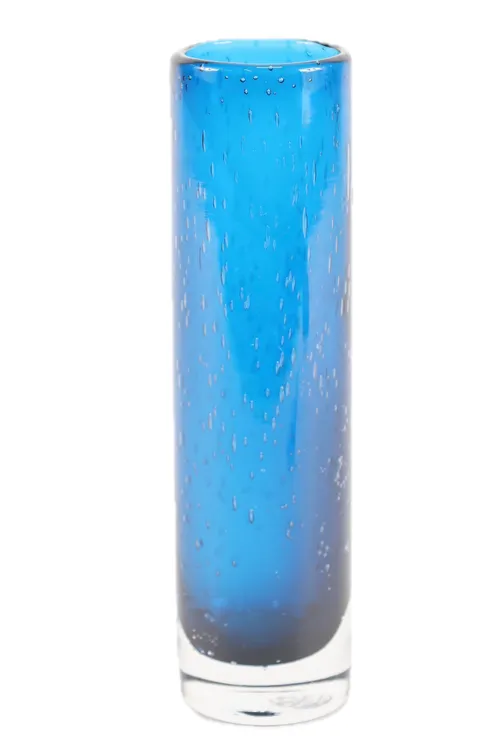 Dark Blue Bubble Glass Vase