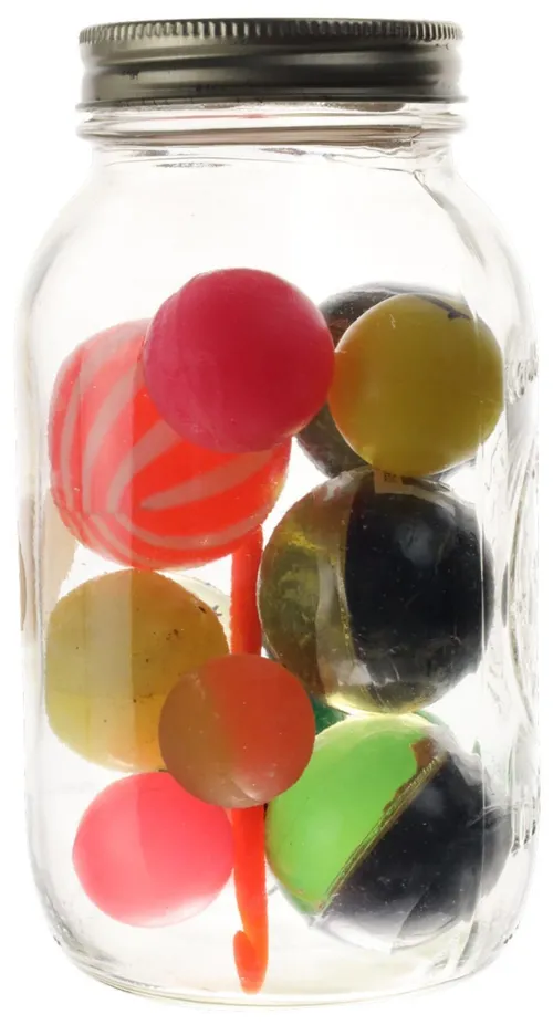 Clear Glass Jar With Colourful Assorted Balls