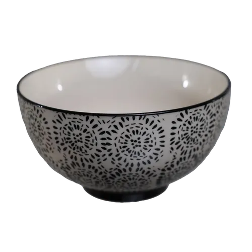 Black & Cream Circular Pattern Small Bowl