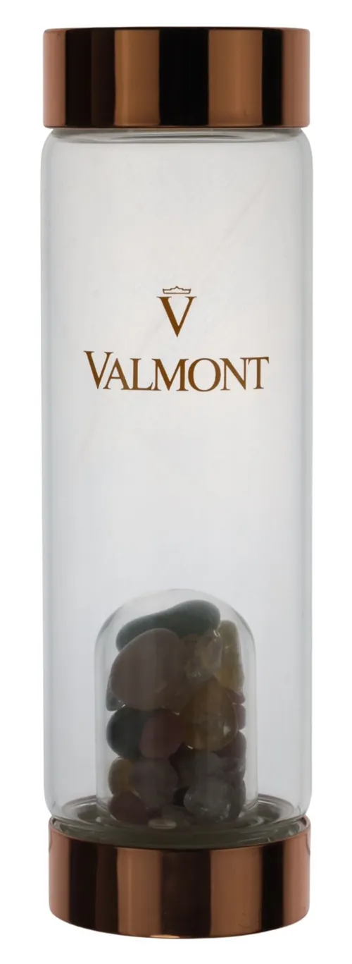 Clear Glass Water Bottle With Copper Lid & Gemstones