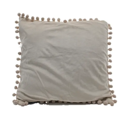 Off White Pom Pom Fringe Throw Pillow