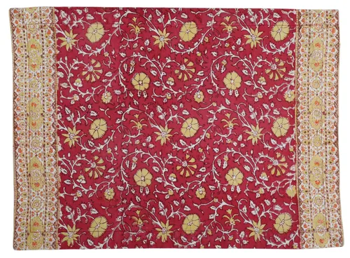 Red & Yellow Floral Pattern Rectangular Placemat