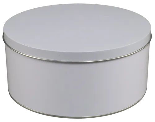 Plain White Round Storage Tin With Lid