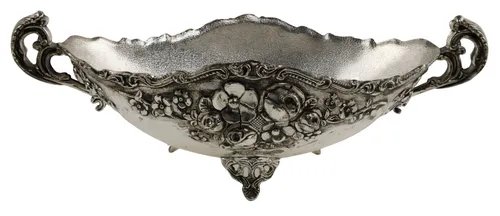 Silver Ornate Floral Metal Jardiniere Planter