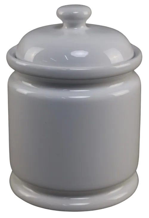 White Ceramic Canister With Lid - Large