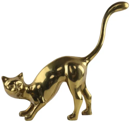 Large Brass Cat Statue - A
