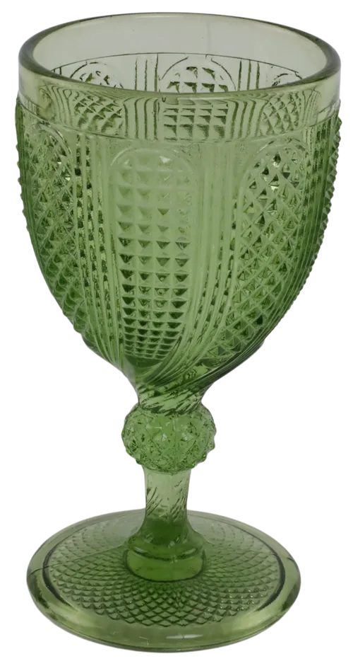 Green Pebbled Glass Goblet Drinking Glass
