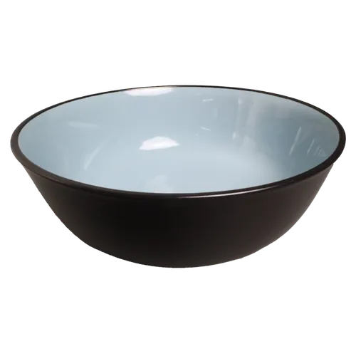 Black Ceramic Serving Bowl With Ice Blue Interior