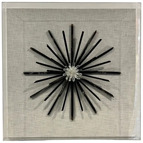 Black Agate Sunburst In Acrylic Shadowbox