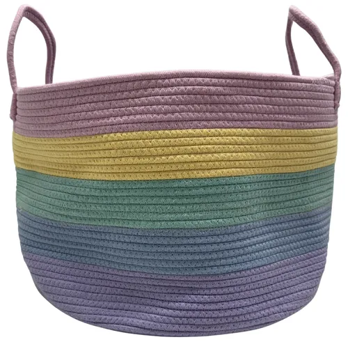 Pastel Rainbow Woven Storage Basket With Handles
