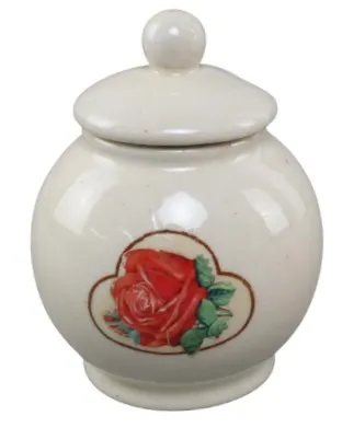 Natural Stoneware Sugar Vessel With Rose Motif