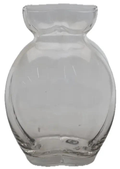 Bulbous Clear Glass Squared Vase