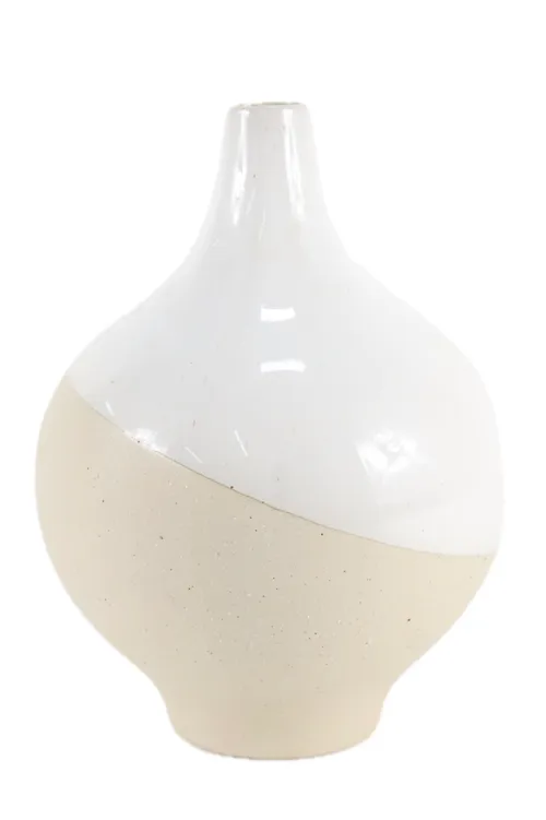Beige & Cream Ceramic Bud Vase