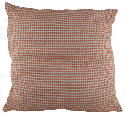 White & Orange Waffle Pattern Throw Pillow