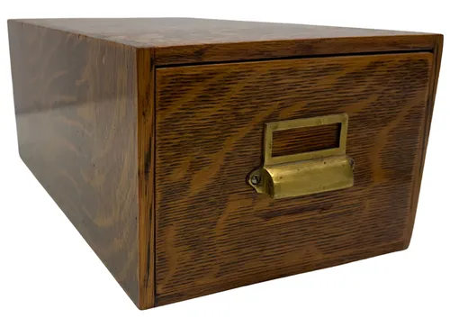 Tiger Oak Desktop Card Catalogue File Drawer