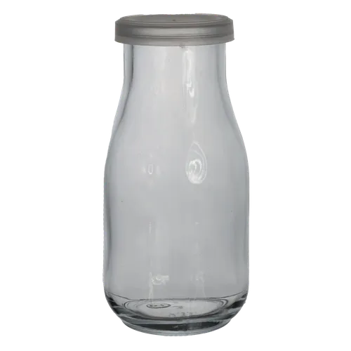 Mini Clear Glass Milk Bottle With Plastic Lid