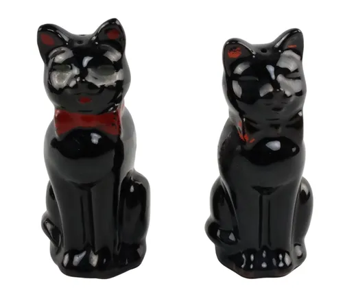 Vintage Black Cat Ceramic Salt & Pepper Set