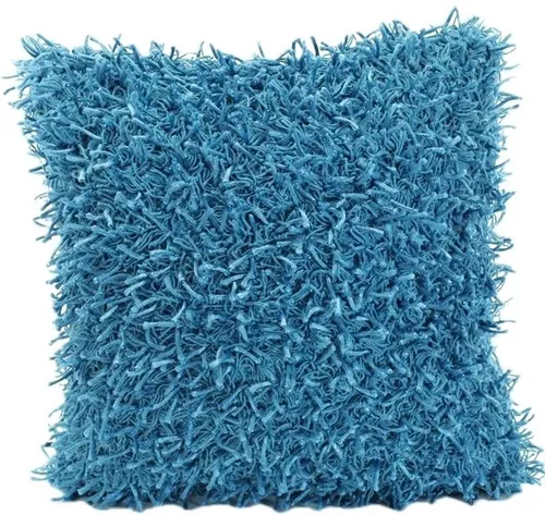 Electric Blue Solid Shag With Turquoise Back Throw Pillow