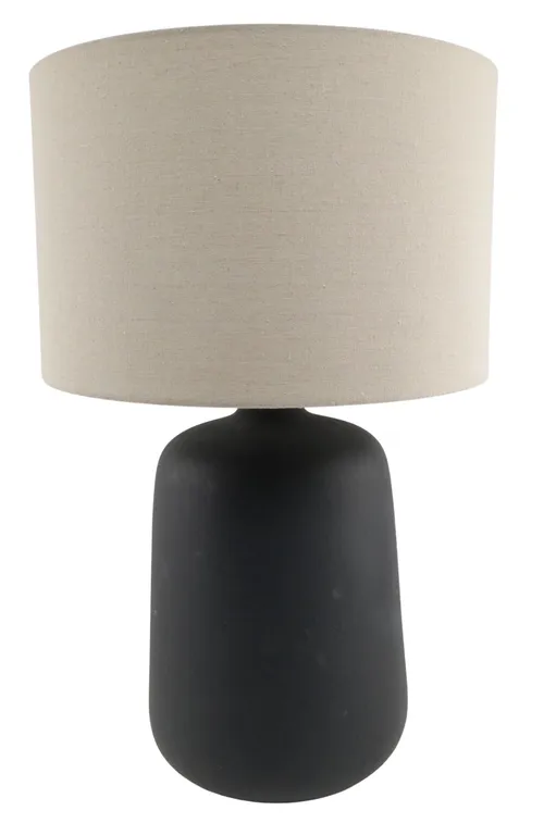 Matte Black Table Lamp With Beige Shade
