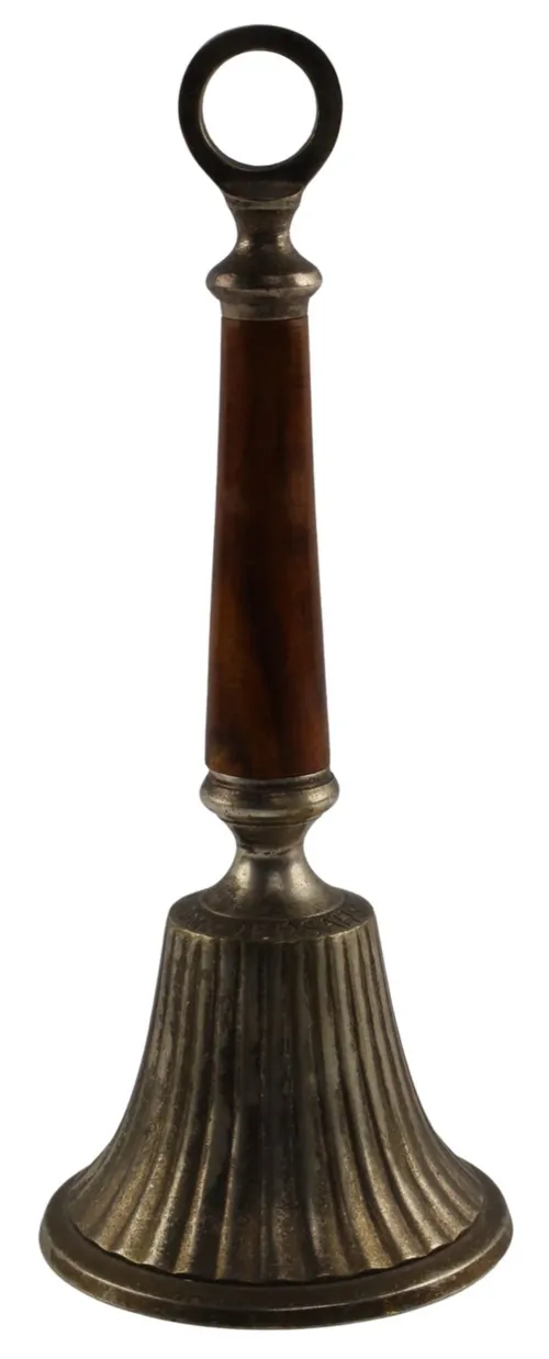 Vintage Brass Service Bell With Wood Handle