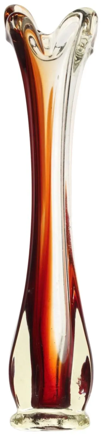 Clear & Red Blown Glass Vase