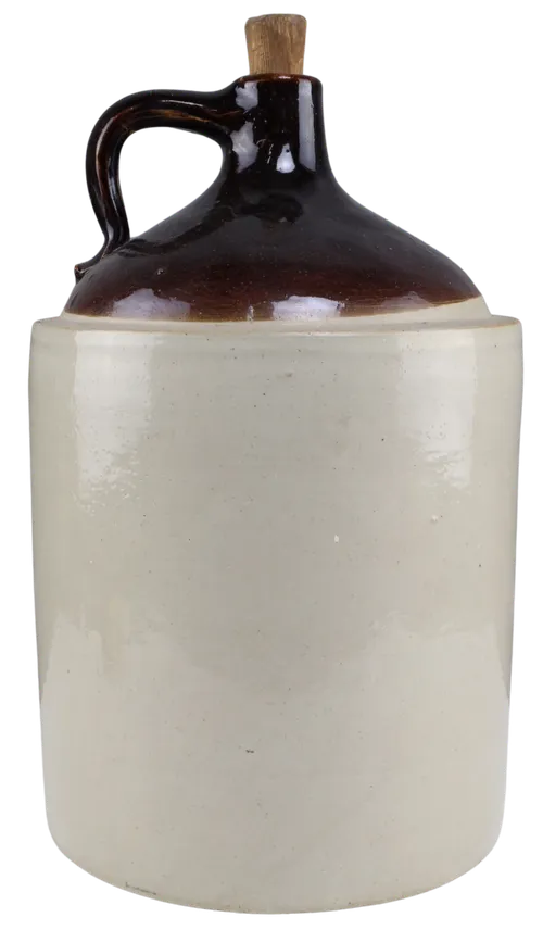 Natural beige & Dark Brown Stoneware Crock Jug