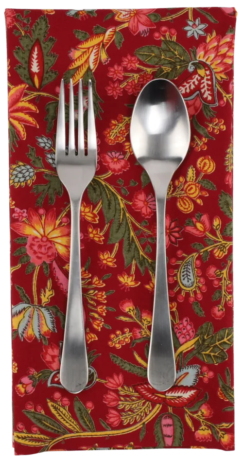 Red Wine With Thistle Floral Pattern Napkin