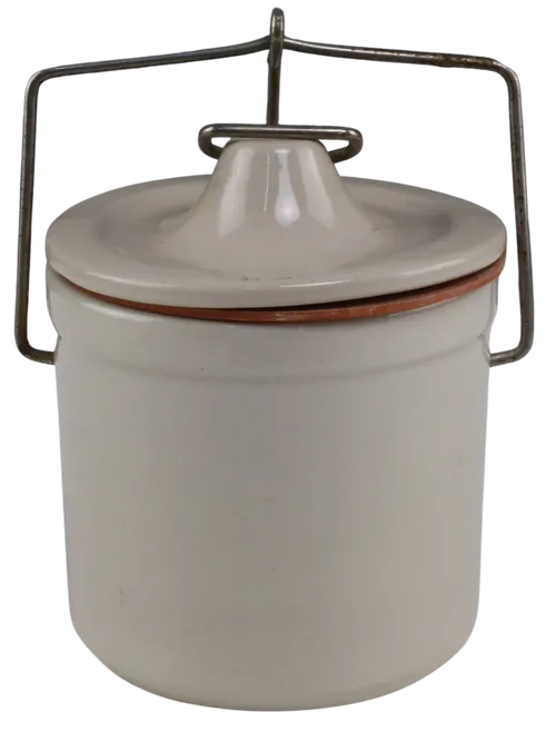 White Stoneware Canister With Clamp Lid