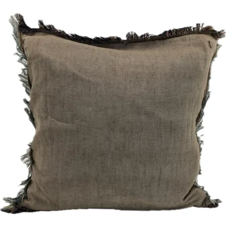 Silk Solid Midnight Blue & Oatmeal Taupe Back Throw Pillow