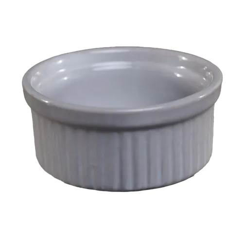White Dusted Vertical Ribs Ceramic Ramekin
