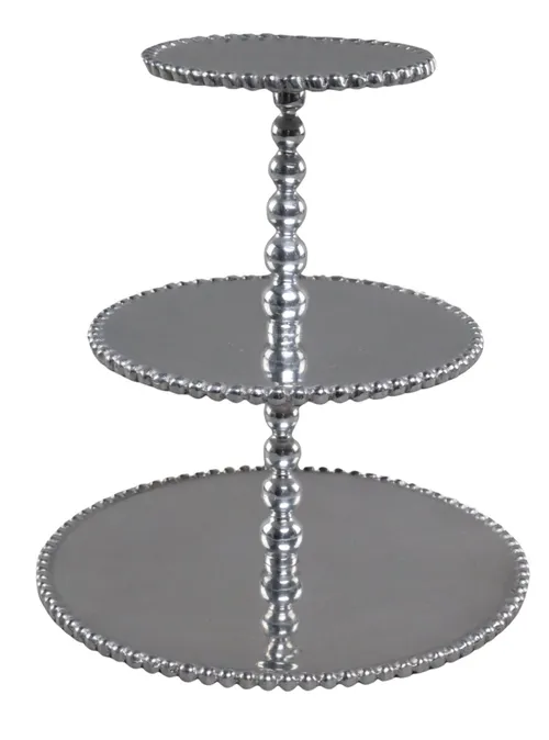 3 Tier Silver Metal Serving Stand